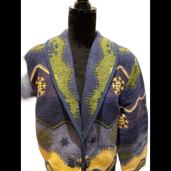 Vintage ‘90 Flashback Jacket Sz Large Boho Women’s Cropped Tapestry Southwest - Picture 4 of 10